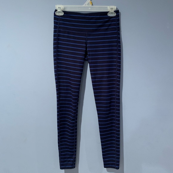 Athleta Blue Striped Chaturanga Leggings Tights - Picture 3 of 8